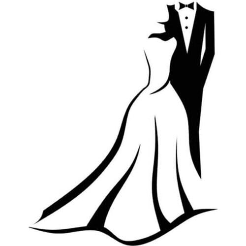 13.7*17.7CM Romantic Wedding Dress Car Stickers Interesting Car Styling Vinyl Decals Black/Silver C7-1085
