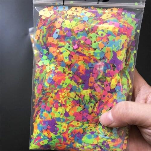 3MM-6MM 50Grams Fluorescence Nail Art Glitter Flakes 3D Neon Sequins Polish Manicure Sparkly Flakes Nail Art Glitter Flakes.muyi