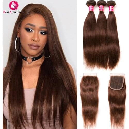 Brazilian Hair Weave Bundles straight bundles with closure 3 pcs Human Hair Bundles With Closure long 18-24 Inch BESTAPHROHAIR