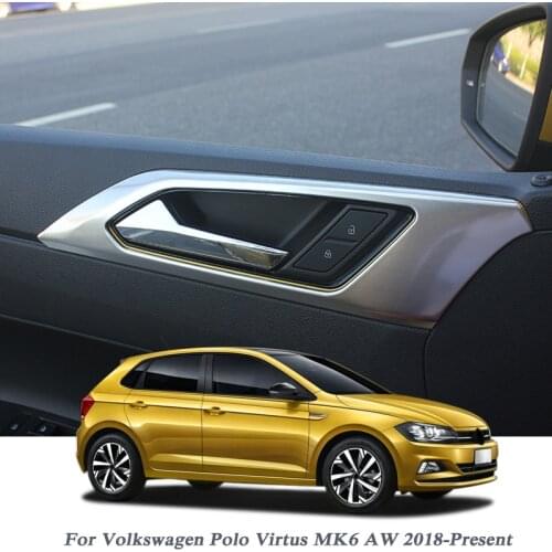 4pcs For Volkswagen Polo Virtus MK6 AW 2018-2020 Car Styling Inner Door Frame Sequin Decoration Sticker Interior Frame Accessory