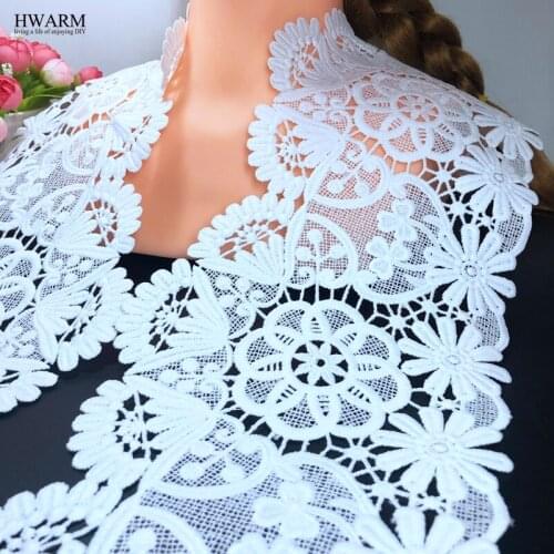 5yard wedding lace fabric ribbon DIY Milk silk trim sewing water soluble white lace embroidery non elastic curtain accessories