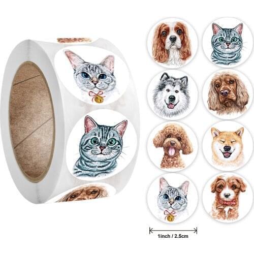 500 pcs/roll Teacher Reward Sticker Fun Motivation Cat Dog Stickerfor School Teacher Student Stationery Stickers Kids