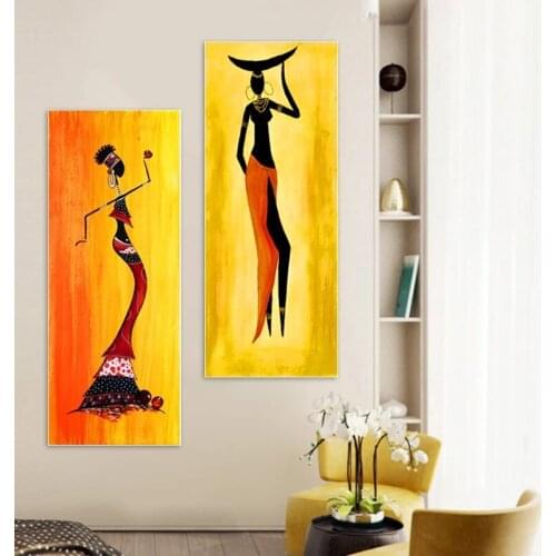 African Woman Abstract Scandinavian Canvas Painting Wall Art Nordic Posters and Prints Wall Pictures for Living Room Decoration