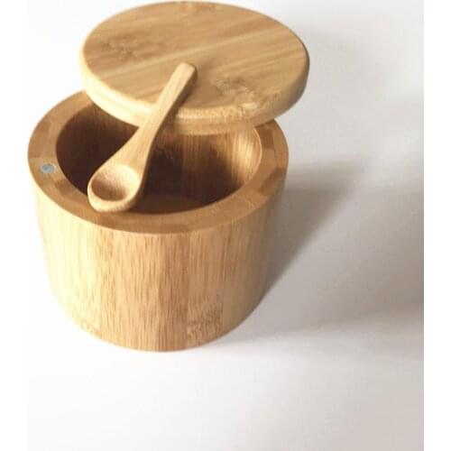 Bamboo Salt Box with a Spoon