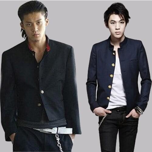 Free Shipping New colleges university Japanese school uniform male mens slim blazer chinese tunic suit jacket top man casual