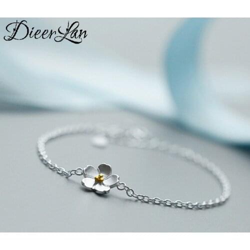 Brand Fashion 925 Sterling Silver Cheery Flower Bracelets for Women Chains Bracelets Summer Beach Jewelry