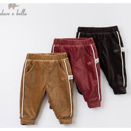 DBM15356 dave bella winter baby unisex fashion striped pockets pants children full length kids pants infant toddler trousers