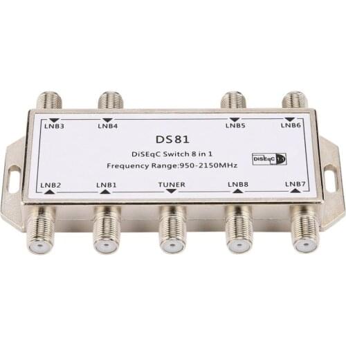 DS81 8 in 1 Satellite Signal DiSEqC Switch LNB Receiver Multiswitch Heavy Duty Zinc Die-cast Chrome Treated