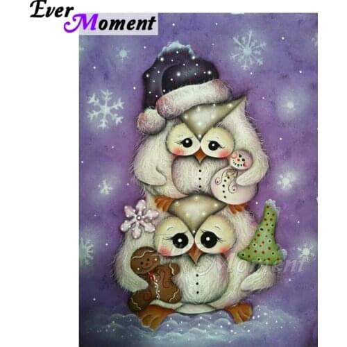 Ever Moment Diamond Painting Owl Snowman Decoration For Home Cross Stitch Handmade Full Square Drill Diamond Embroidery ASF1097