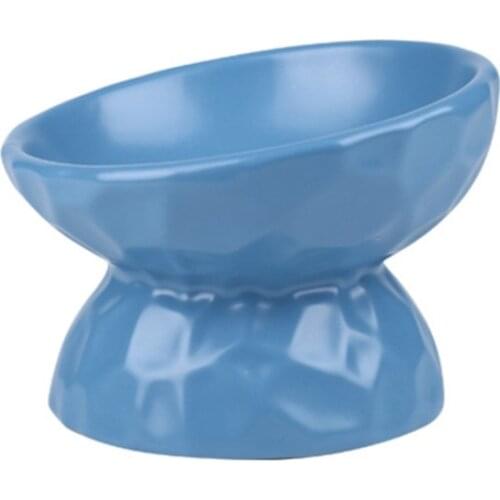 Ceramic Pet Bowl Feeding Food Bowls Plate Elevated Cup Neck Protection with No-Spill Non-Skid