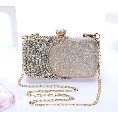 Hollow out Fashion Women Evening Bags Diamonds Party Wedding Day Clutch Rhinestones Chain Shoulder Handbags