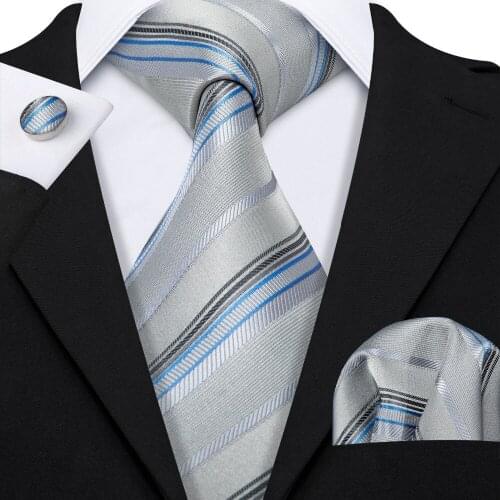 LS-5016 Fashion Mens Tie 100% Silk Jacquard Woven 8.5cm Striped Tie For Men Business Groom Barry.Wang Dropshipping NeckTie Set