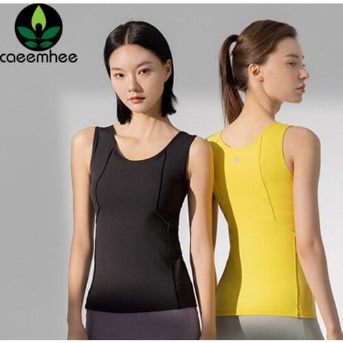 CAEEMHEE Yoga Tank Tops for Women Sleeveless Athletic Running Gym Vest Fitness Shirts Built in Bra Slim Fit Sport Workout Tops