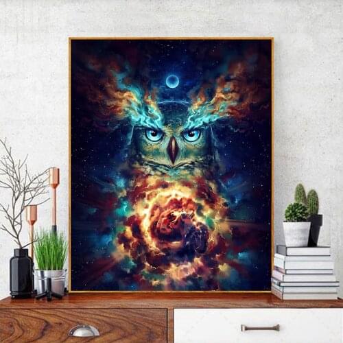 Owl Spirit Animal 5D Full Drill Square Diamond Painting Owl Galaxy Resin Mosaic Embroidery Cross Stitch Kit Home Decoration
