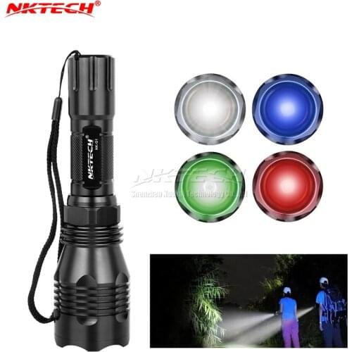 NKTECH NK-G1 Flashlight Q5 LED Fleshlight White/Red/Green/Blue Light 18650 Tactical Torch Lamp 250 Yard Long Range Bike Outdoor