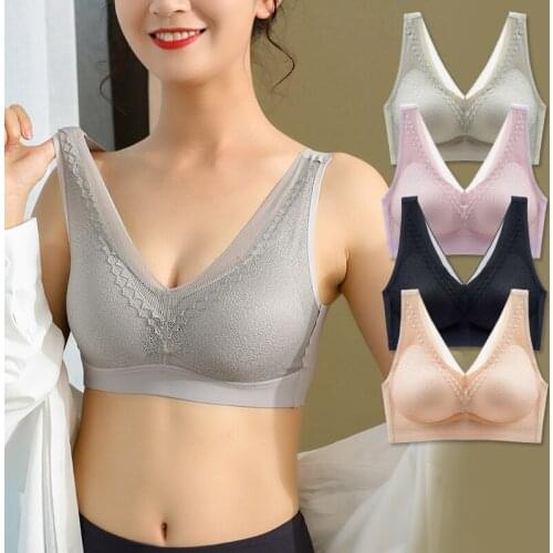 New Latex Underwear Seamless Body Lace Bra One Piece Non-Wireless Ice Silk Gather Bra