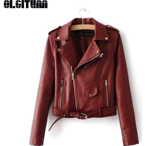OLGITUM Womens Winter Leather Jackets