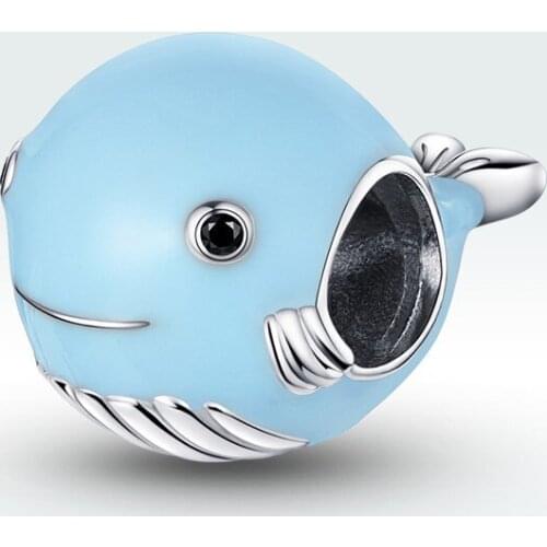 Fit original Europe bracelet 925 sterling silver enamel blue whale beads 2020 new tropical ocean series charm DIY jewelry