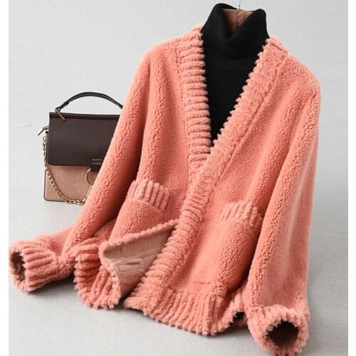 Fad New Autumn Winter Vintage Elegant Women Coats Fashion Real Fur Coat Women Slim Casual Shorts Wool Jackets A066