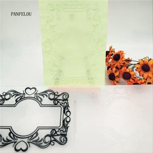 PANFELOU Lace picture frame Embossing folders Plastic For Scrapbooking DIY Template Fondant Cake Photo Album Card Making