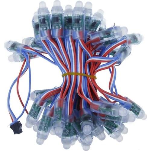 GTBL WS2811 12mm Digital RGB LED Pixel Light Individually Addressable Round LED Pixels Module IP68 Waterproof DC5V 100Pcs