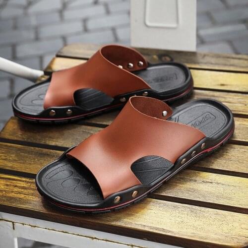 Mazefeng Casual Famous Brand 2020 Men Sandals Shoes Slippers Summer Flip Flops Beach Men Shoes Leather Sandalias Zapatos Hombre