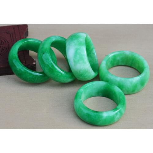 Drop Shipping Women Green Jade Ring Emerald Jade Rings Round Circle Rings Gift for Women Men Fine Jewelry