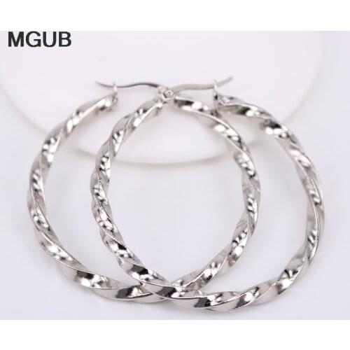 No fading Classic Stainless steel Silver Color Round Circle Hoop Earrings For Women engagement gift part LH617