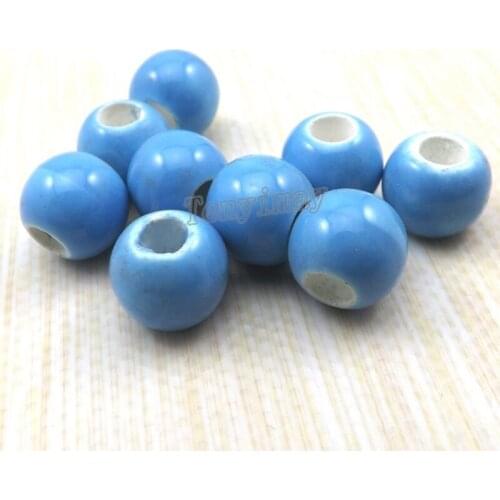 Blue 10mm Ceramic Loose Beads For DIY 100pcs/lot Free Shipping