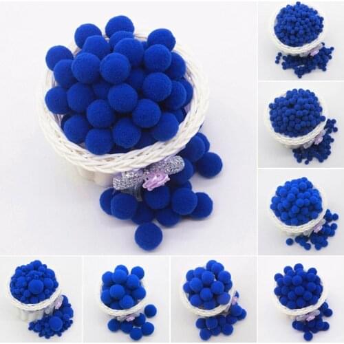 Blue Pompom 8mm 10mm 15mm 20mm 30mm Pom Poms Ponpon Crafts Supplies DIY for Kids Toy Garment Sewing Home Wedding Decorations 20g