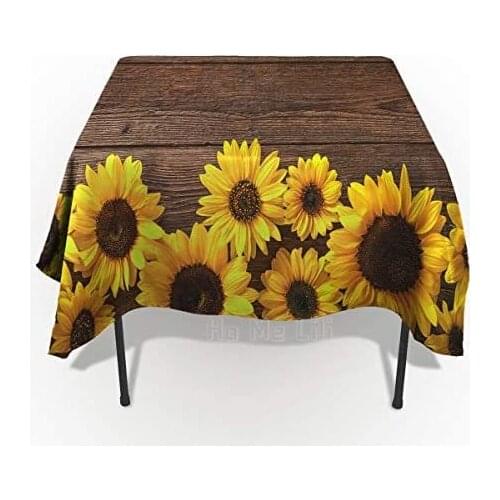 Sunflower Country Theme Wrinkle Free Tablecloth Adorns The Banquet Table In The Kitchen Banquet Hall
