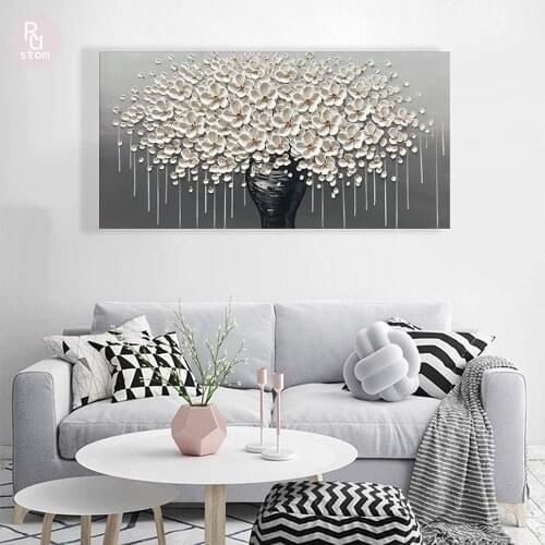 Modern Cavans Large Gold Money Tree Flower Cavans Painting On Canvas Abstract Home Wall Decor Art Picture For Living Room Gift