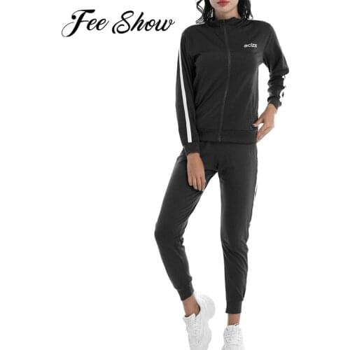 Sportswear Women Casual Tracksuits Running Sets Yoga Sport Outfits Stand Collar Front Zipper Sport Top and Pants Set Gym Outfits