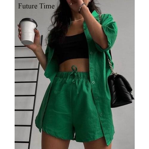 Loung Wear Tracksuit Women Shorts Set Short Sleeve Shirt Tops And Loose High Waisted Mini Shorts Two Piece Set 2021 SS971