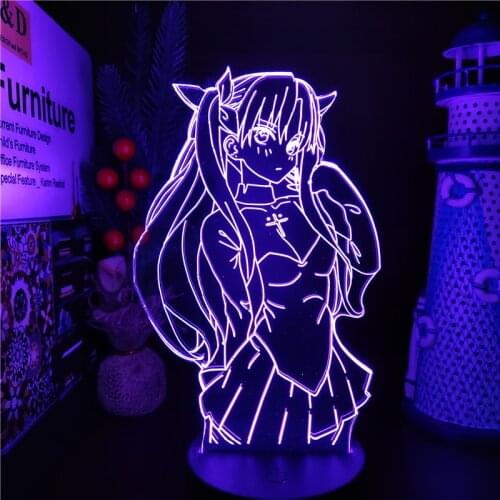 Fate Stay Night 3D Lamp Rin Tohsaka LED Night Light Home Decoration Lampara Saber Lampe Manga Xmas Luminaria Neon Cute Lights