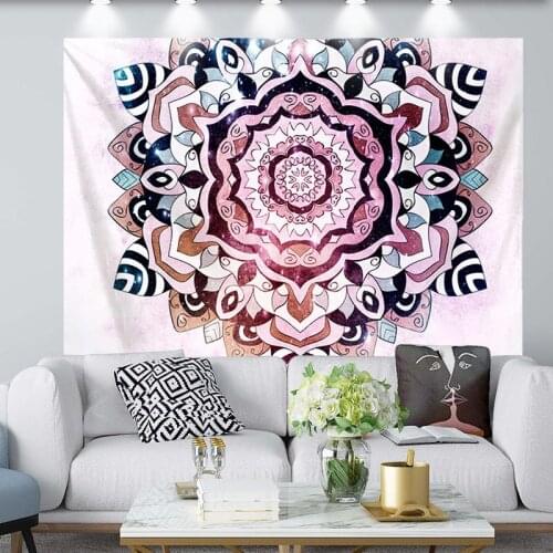 Rainforest Flowers Mandala Pink Tapestry for Livingroom Photography Wall Decor