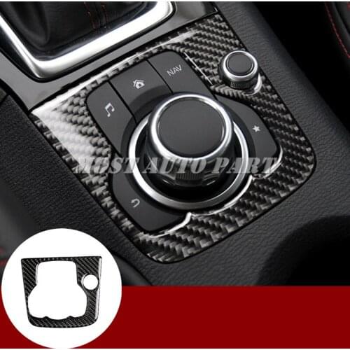 Carbon Fiber Inner Console Multimedia Button Trim Cover For Mazda 3 2014-2016 Car accesories interior Car decoration