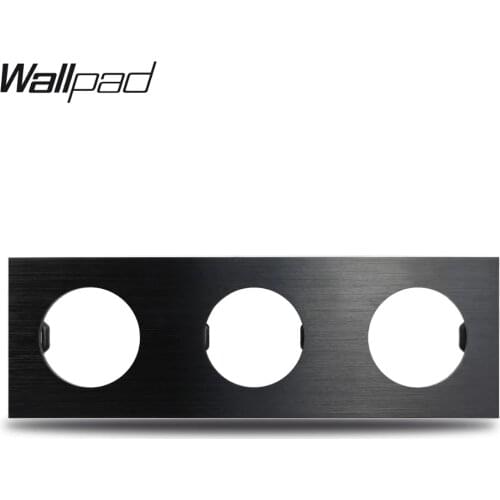 Wallpad L6 DIY Black Triple 3 Gang Frame Brushed Aluminum Metal Plate For Wall Switch Socket Free Combination, 258*86mm