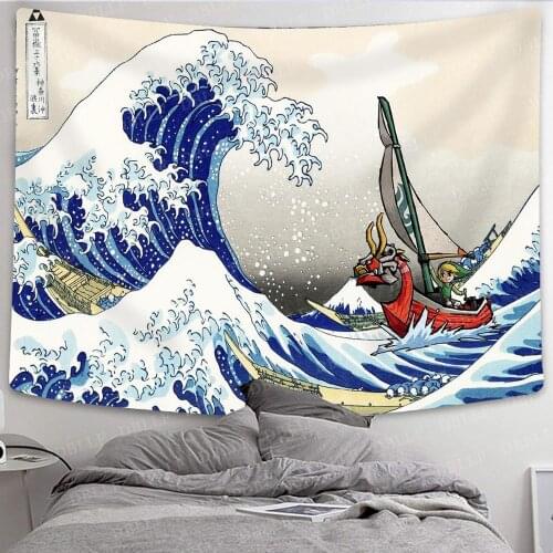 Simsant Great Waves Off Kanagawa Tapestry Japanese Ukiyo-e Wave Wall Hanging Tapestries for Living Room Bedroom Home Decor