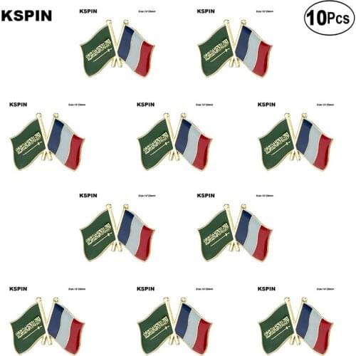 Saudi Arabia & France Flag Lapel Pin Flag badge Brooch Pins Badges 10Pcs a Lot