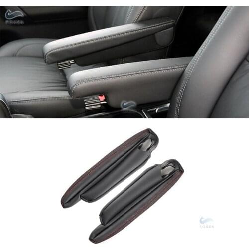 For Land Rover Freelander 2 2007- 2015 2pcs Car Microfiber Leather Side Seat Armrest Handle Cover Protection Trim Black-red line