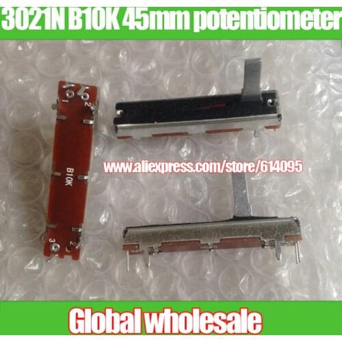 10pcs 3021N B10K 45mm 4.5cm Slide sliding potentiometer / dimmer lights mixer fader mono potentiometer