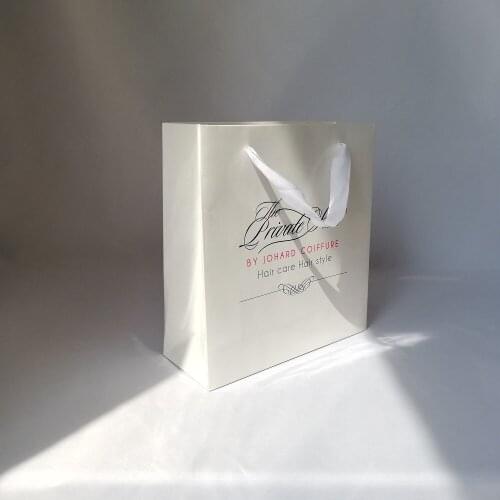 1000pcs /lot Reusable Customized Paper Bag with Handles in Gift Wedding and Shopping Print Your Logo for New Store and Promotion