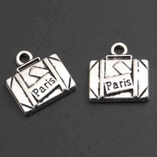 30pcs Silver Color Suitcase Charms Pendant Diy Travel Jewelry Making A2763