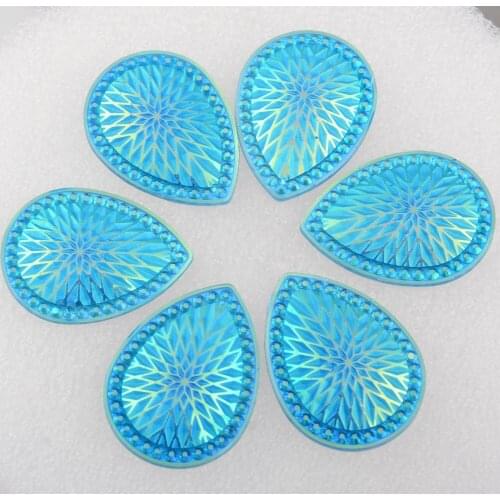 BOLIAO DIY 4Pcs 30*40mm ( 1.18in*1.57in ) Phoenix-tail Shape Light Blue Rhinestone Flat back Glue on Home Holiday Decoration