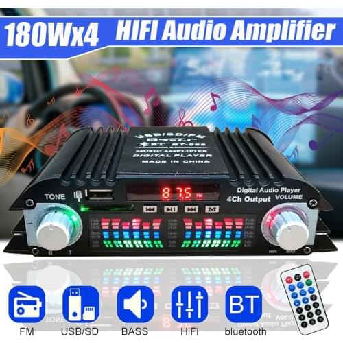BT-998 Hifi Audio Home Digital Amplifiers Car Audio Bass Power bluetooth Amplifier FM USB SD Radio Subwoofer Speakers 12V/220V
