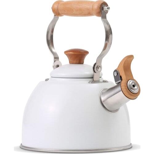 Tea Kettle Stovetop Whistling Teapot, Stainless Steel, 1.6-Quart White