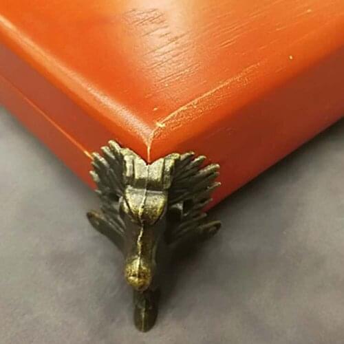 Jewelry Case Corner Protector Leg Home Furniture Decor Retro Style Horse Head Wooden Box Foot Zinc Alloy Gift Box