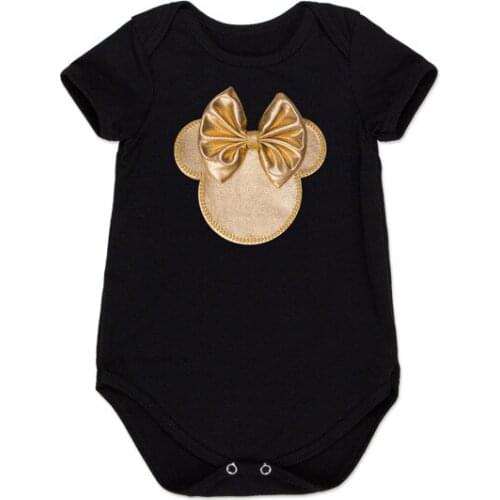 Black Infant Boys Girls Clothes Baby Costumes for Birthday Gift Newborn Short Sleeve Black Bodysuits for 0-2year B186