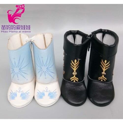 Black doll boots for 43cm baby Doll Shoes sneackers fit For 18 inch girl anna elsa Doll boots Toy shoes